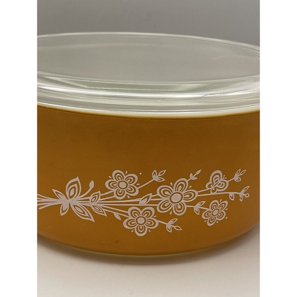Vintage 70s PYREX 475-B Butterfly Gold 2.5 QT Casserole Dish W/ Glass Lid - Picture 5 of 11